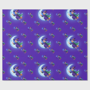 Papel De Regalo Bruja de Halloween Adorable, Bruja Whimsical,