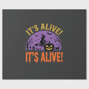 Papel De Regalo Bruja de Halloween Jack O Linterna Está Vivo