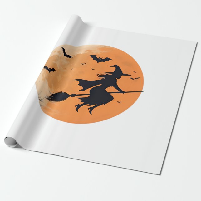 Papel De Regalo Bruja de medianoche en el cielo (Desenrollado)