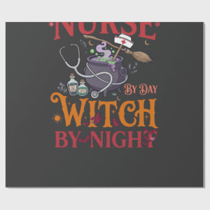 Papel De Regalo Bruja Del Día De Enfermera Noche Caldero De Hallow