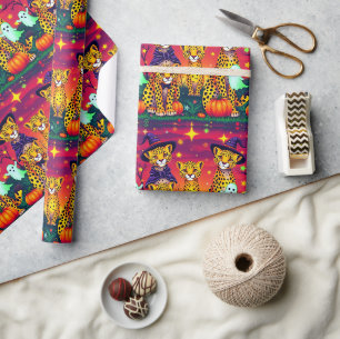 Papel De Regalo Bruja Guepardo de Halloween