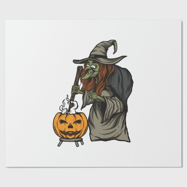 Papel De Regalo Bruja Halloween (Superficie plana)
