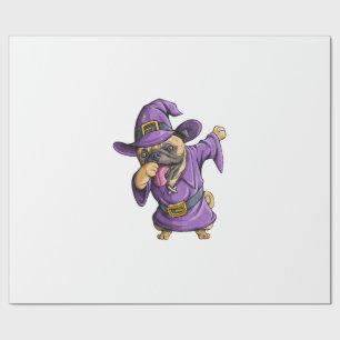 Papel De Regalo Bruja Pug de Dabbing Lindo Pug Halloween Divertido