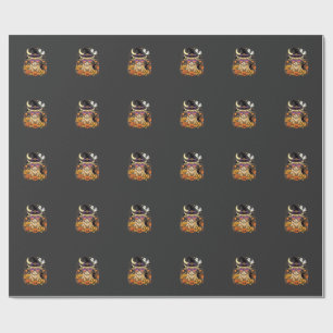 Papel De Regalo Bruja Vaca Highland Adorable Halloween Calabaza Fi