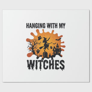 Papel De Regalo Brujas Colgantes Halloween Escoba de Bruja Casa Em