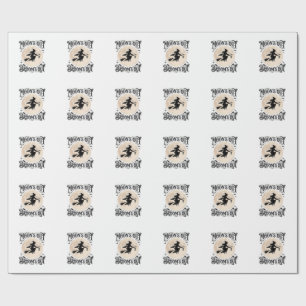 Papel De Regalo Brujas de Halloween Lunas Fuera Escobas Fuera