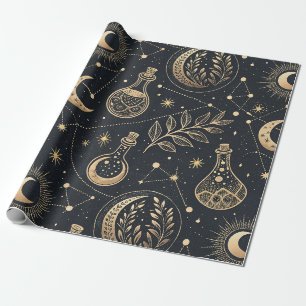 Papel De Regalo Brujería Celestial - Luna Dorada, Frascos de Pocio