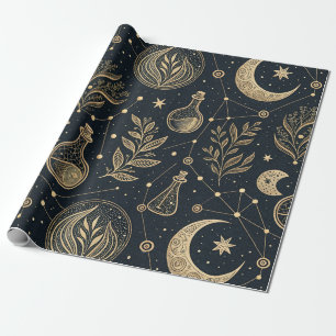 Papel De Regalo Brujería Celestial Mística - Botánica Dorada