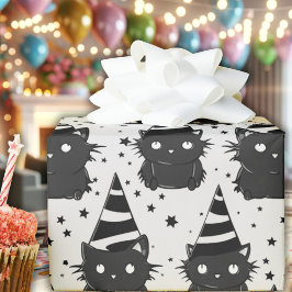 Papel De Regalo Brujería Gótico Gato gatito negro y blanco