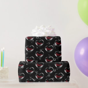 Papel De Regalo Bubble Heart with Love Text