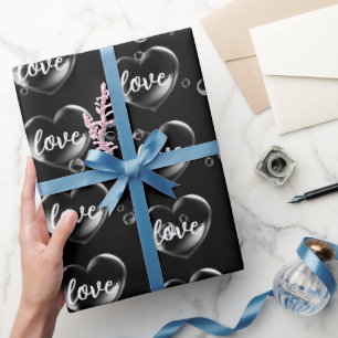 Papel De Regalo Bubble Heart with Love Text