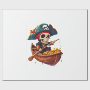 Papel De Regalo Bucanero de hueso - Cráneo de pirata divertido