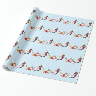 Papel De Regalo Buceo con escafandra Papá Noel