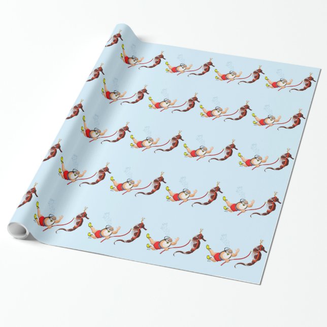 Papel De Regalo Buceo con escafandra Papá Noel (Desenrollado)
