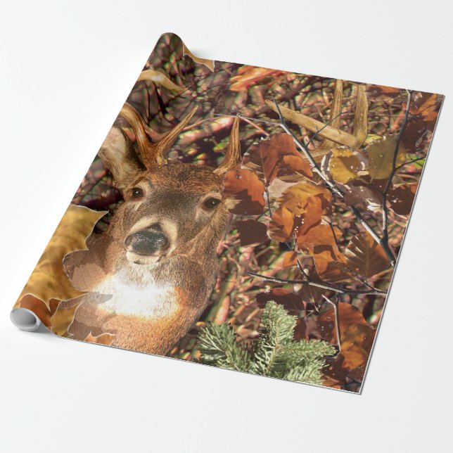 Papel De Regalo Buck in Camo White Tail Deer (Desenrollado)