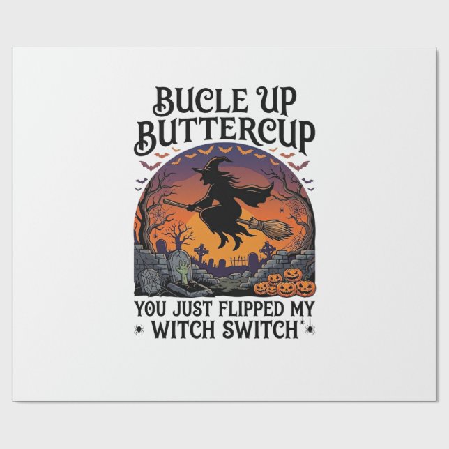 Papel De Regalo Bucle Arriba Bruja Mantequilla Switch Halloween Es (Superficie plana)