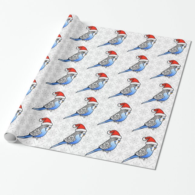 Papel De Regalo Budgie Santa (Desenrollado)