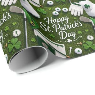 Papel De Regalo Buena suerte golf con trébol Día de San Patricio