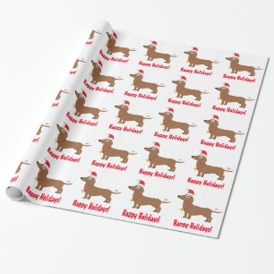 Papel De Regalo Buenas fiestas con el Dachshund que lleva el gorra