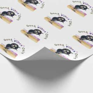 Papel De Regalo Buenas vibraciones sólo con búho curioso