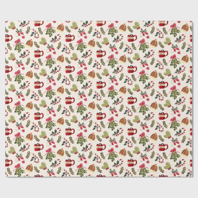 Papel De Regalo Buenos días navidades con cacao y malvaviscos (Superficie plana)