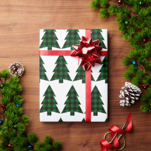 Papel De Regalo Búfalo Comprobar Pinos Árboles Rústicos