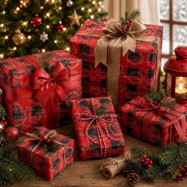 Papel De Regalo Búfalo Plaid Feliz Navidad (Subido por el creador)
