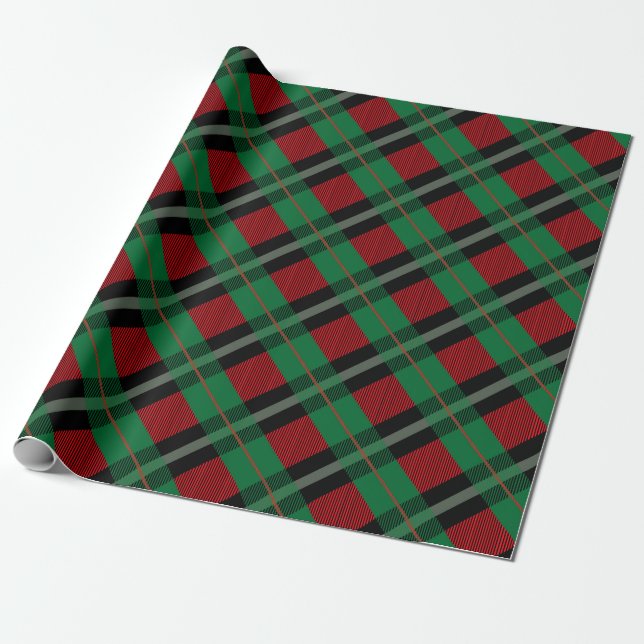 Papel De Regalo Búfalo Verde Rojo Navidades Tartan Plaid (Desenrollado)