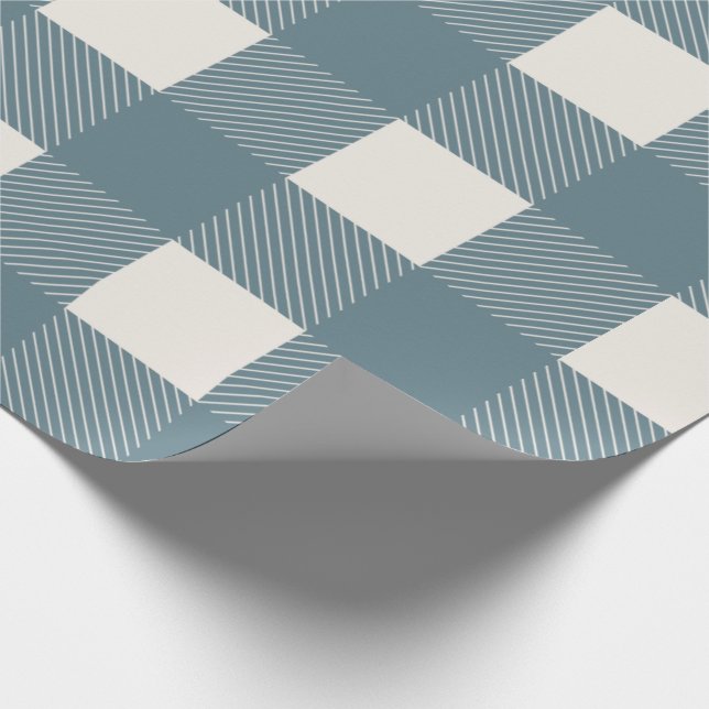 Papel De Regalo Buffalo Check Blue Simple Stylish Navidades (Esquina)