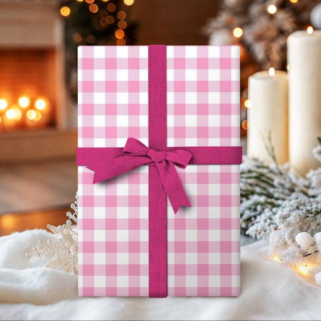Papel De Regalo Buffalo Check gingham patrón rosa pastel (Buffalo Check gingham pattern pastel pink Wrapping Paper)