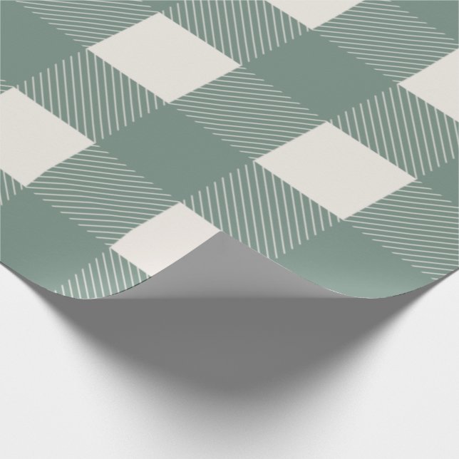 Papel De Regalo Buffalo Check Green Simple Stylish Trendy (Esquina)