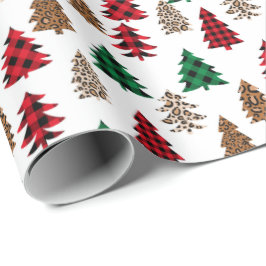 Papel De Regalo Buffalo de árbol de Navidad y leopardo