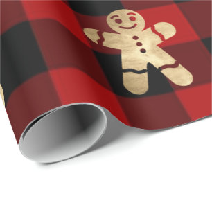 Papel De Regalo Buffalo Plaid Lomberjack Gold Gingerbread Negro
