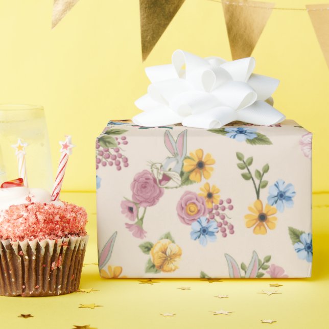 Papel De Regalo BUGS BUNNY™ Floral Embroidery Pattern (Fiesta de cumpleaños )