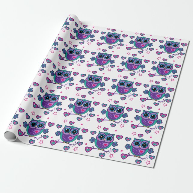 Papel De Regalo Búho (Desenrollado)
