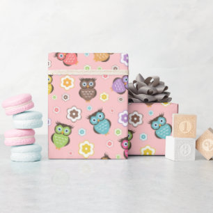 Papel De Regalo Búho Adorable y Diseño Floral