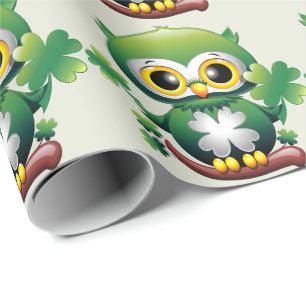 Papel De Regalo Búho Bebé Lindo Cartoon de San Patricio