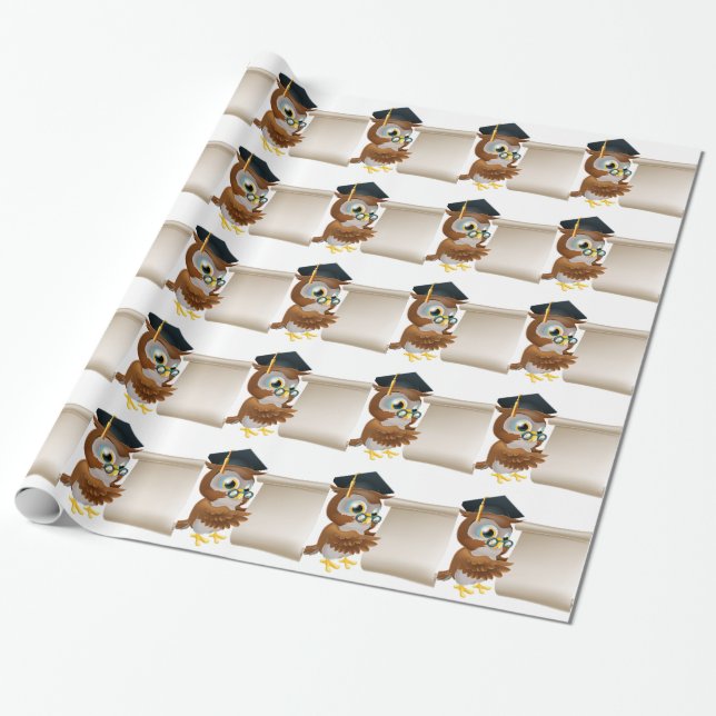Papel De Regalo Búho con el documento de la voluta (Desenrollado)