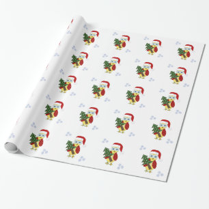 Papel De Regalo Búho con sombrero de Santa con un árbol de Navidad
