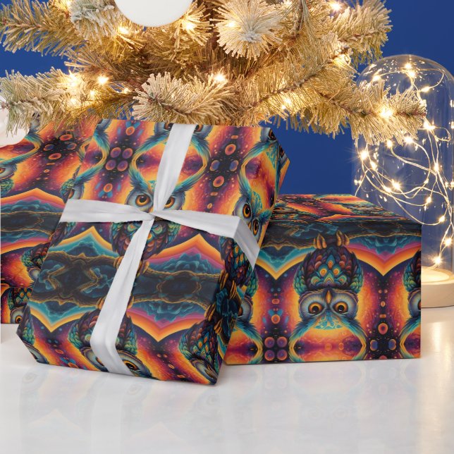 Papel De Regalo Búho Cósmico de la Sabiduría (Vacaciones)