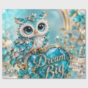 Papel De Regalo Búho de Cristal Turquesa Sueña Grande Diseño de Lu