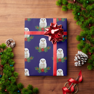Papel De Regalo Búho de Navidad de Nieve Blanca