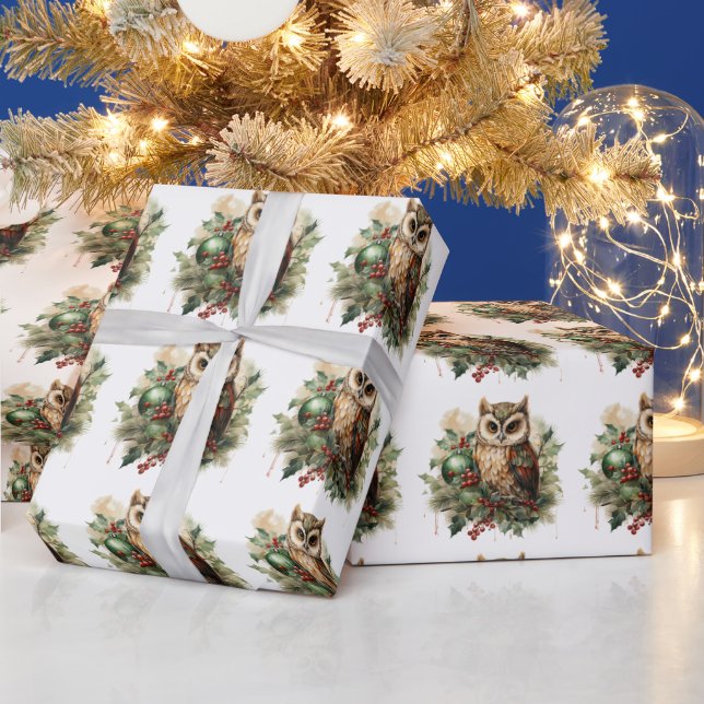 Papel De Regalo Búho de Navidad del bosque (Vacaciones)