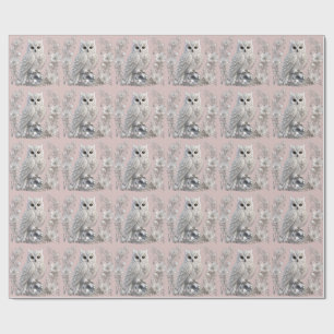 Papel De Regalo Búho de Perla de Cristal Blanco