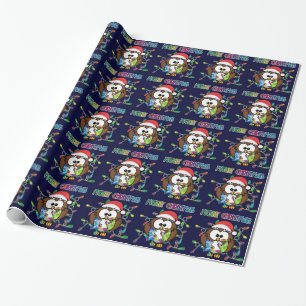 Papel De Regalo Búho de Santa & luces de Navidad