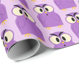 Papel De Regalo Búho Divertido Patrón Púrpura Lavanda