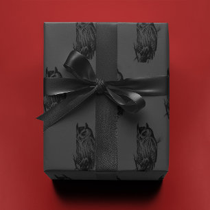 Papel De Regalo Búho en gris  