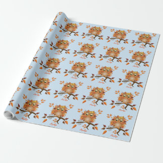 Papel De Regalo Búho lindo del otoño y nombre del personalizado