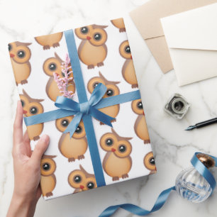 Papel De Regalo búho marrón lindo