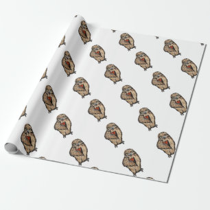 Papel De Regalo Búho Sabio